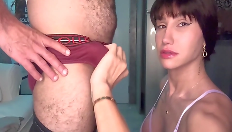 Busty shemale wants to please her lover with her ass