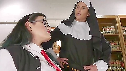 Catholic woman with tattooed pussy fucked by her friends