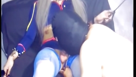 Busty asian babe fucks a masked dude in sexy clothes