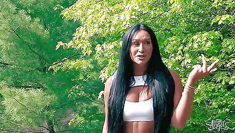 Busty shemale gets fucked and gets cum on her body