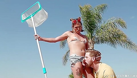 Busty blonde with a huge booty gets her mouth drilled