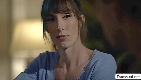 Big-tittied tattooed transvestite in an alley takes anal