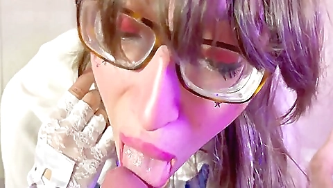 Brunette girl in stockings sucks a cock and gets fucked