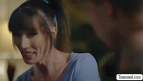 Nasty brunette with a tattooed ass riding a big cock