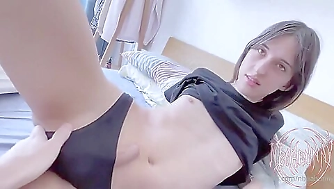 Amateur brunette fucked with a big dick and a handjob