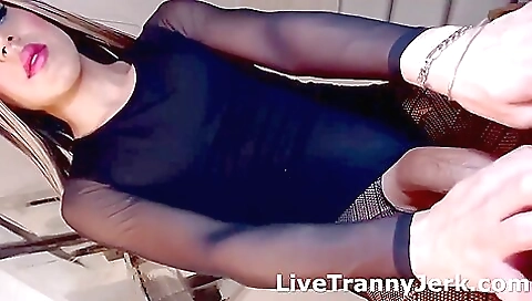 Teen with a big cock enjoys playing with her large dick