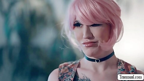 Redheaded shemale gives her stepbro an anal hardcore