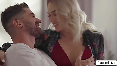 Blonde stepsis gives anal blowjob to her stepsister boyfriend